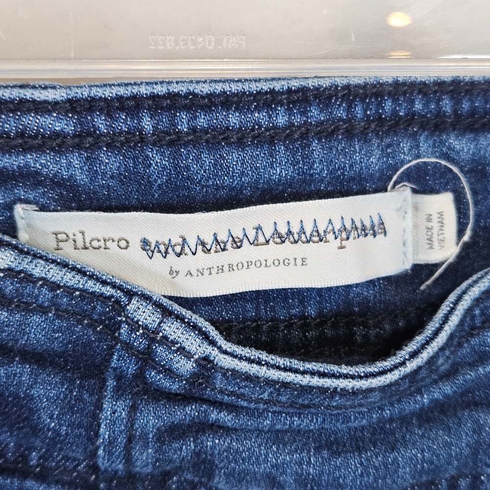 Pilcro Anthropologie High Rise Skinny Jeans Dark Wash Sailor Button Blue Size 30 - Picture 2 of 11